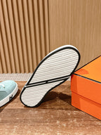 Hermes unisex sneaker outsole, white rubber with light blue upper and H side detail