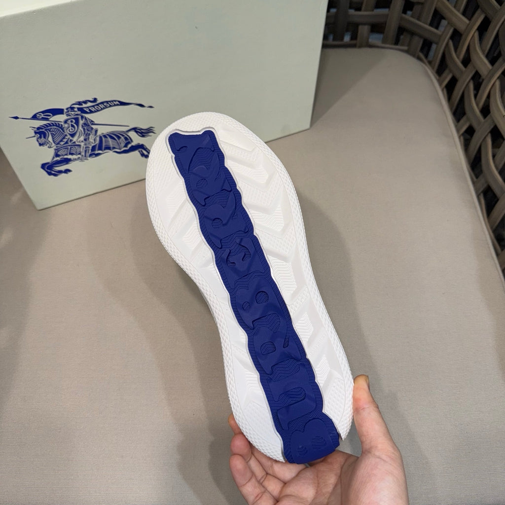 Burberry sneaker outsole, blue tread with embossed logo details
