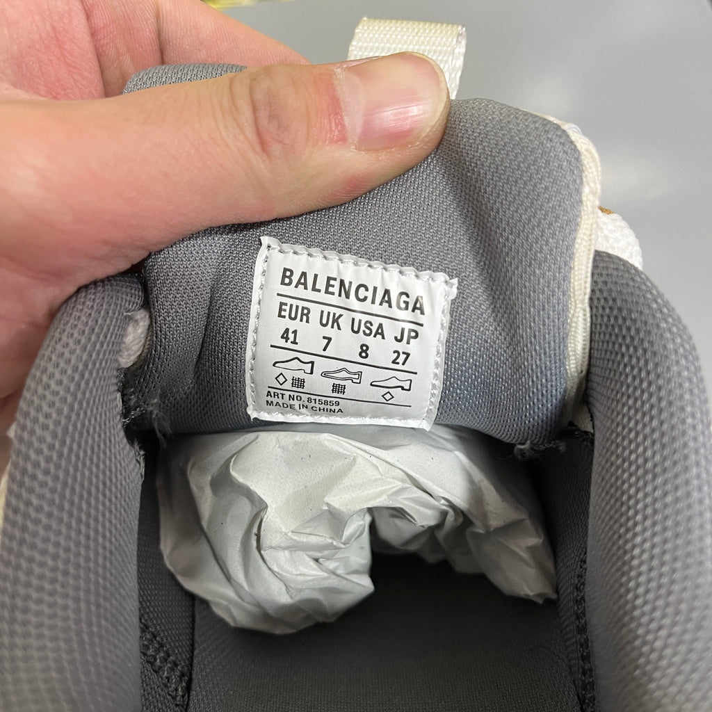 Balenciaga size label inside sneaker lining, shows UK/US/J; size 41.
