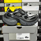 Balenciaga unisex chunky sneakers, dark gray with sporty side stripes and lace-up