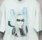 Balenciaga white T-shirt close-up of Nicole portrait graphic with sunglasses