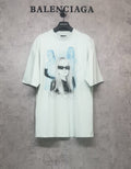 Balenciaga white T-shirt with Nicole graphic portrait and sunglasses print on front