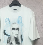 Balenciaga white T-shirt with Nicole graphic portrait and sunglasses on front