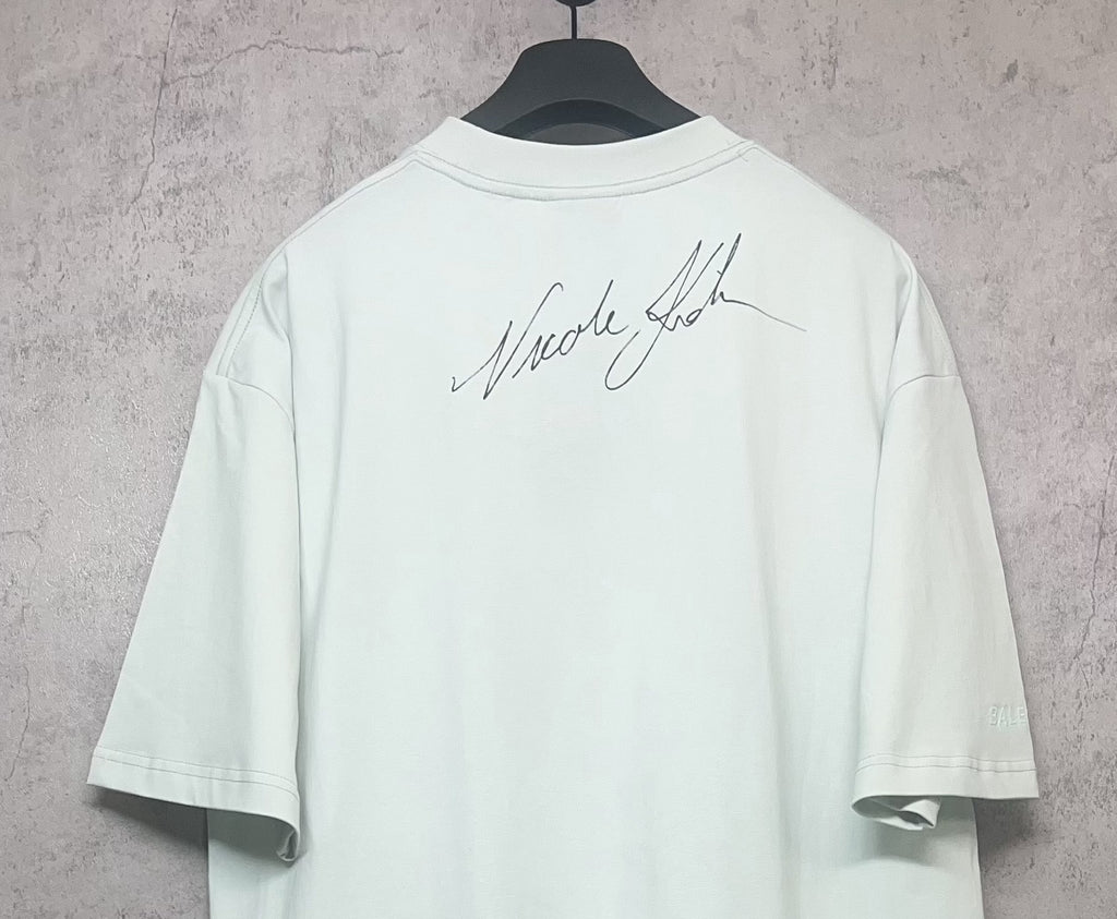 Balenciaga white T-shirt back with handwritten signature print