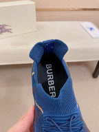 Blue knit sneaker inner sock with BURBERRY lettering