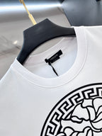 White Versace T-shirt neckline with black tag inside