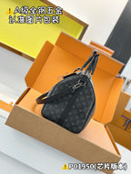 Louis Vuitton men's mini duffle bag, dark monogram fabric with short handle strap