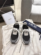 Unisex Dior sneakers, black knit upper with white sole and lace-up design