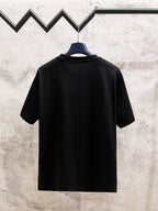 Black short-sleeve T-shirt rear view with no visible front graphic