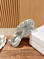 Outsole of a white Dior sneaker with star-pattern tread for grip