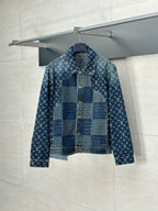 Louis Vuitton long-sleeve denim jacket in blue patchwork monogram, button front