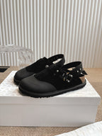 Unisex Dior black buckle mary jane-style shoes with square metal clasp