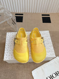 Dior unisex yellow slip-on shoes with adjustable buckle strap and stud detail
