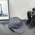 Gray FF monogram baseball cap with curved brim and contrast edge trim