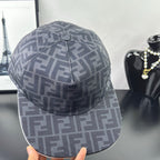 Gray FF monogram baseball cap with front pinch seam and stitched crown