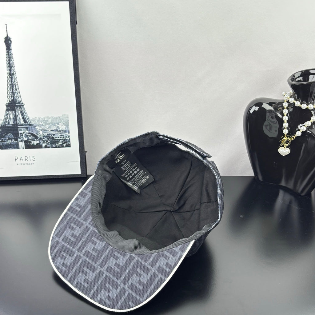 Gray FF monogram cap top view with inner lining visible
