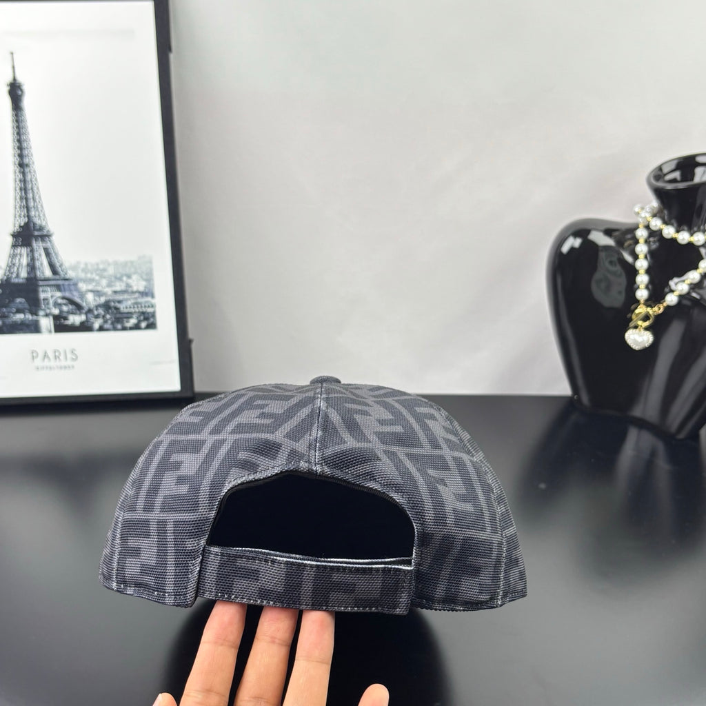 Gray FF monogram cap underside showing inner lining and open back