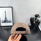 Fendi monogram baseball cap in tan, FF print with black inner band