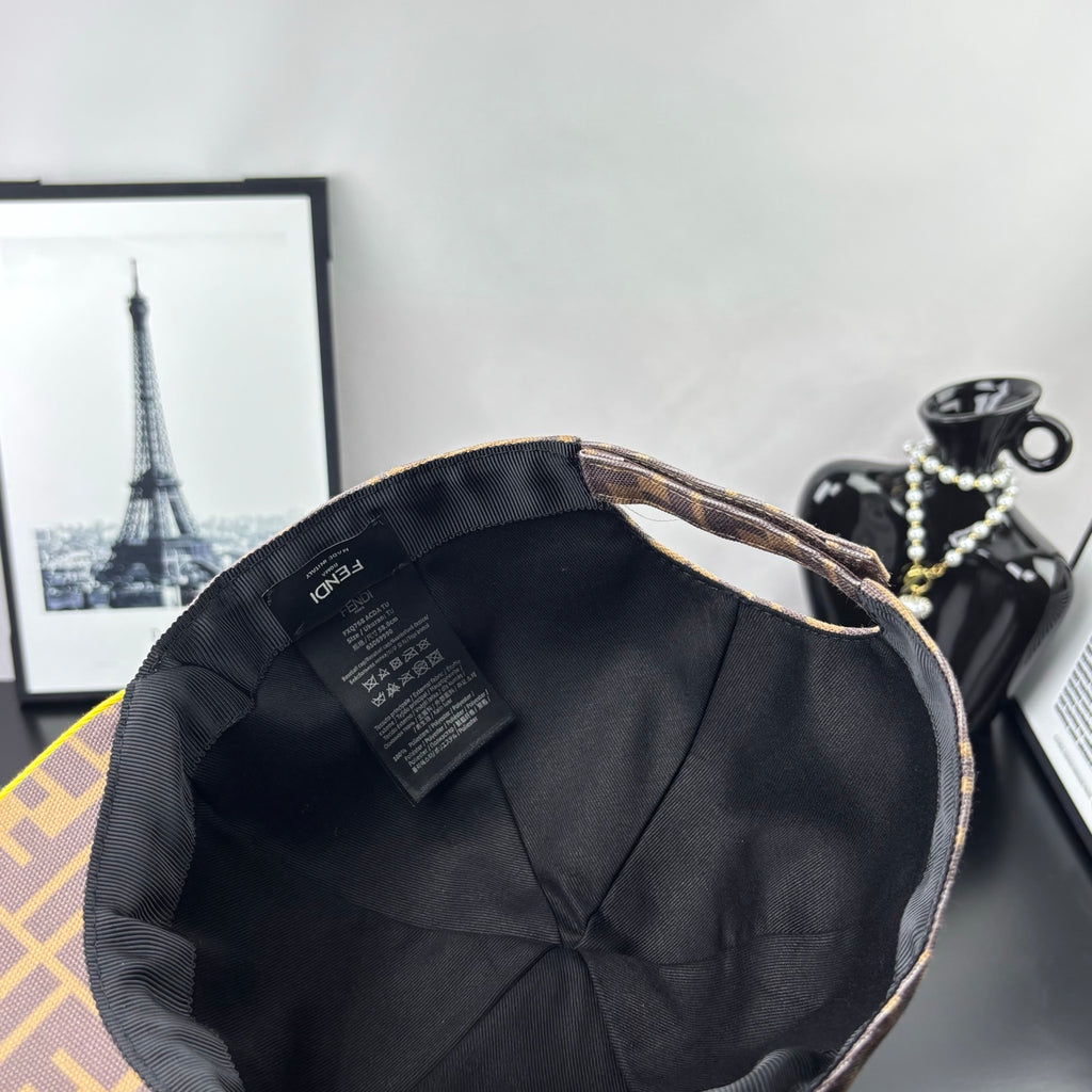 Fendi baseball cap interior, black lining with brand label inside brim