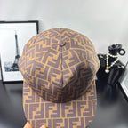 Fendi monogram baseball cap in tan, FF patterned crown with center top seam