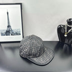 Gray FF monogram baseball cap with curved black brim and side profile