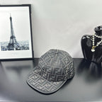 Gray FF monogram baseball cap with crown vent and black brim