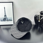 Gray FF monogram cap interior view with black lining and tag