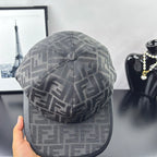 Gray FF monogram baseball cap with top seam detail and black brim