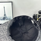 Gray FF monogram cap interior with black lining and size label