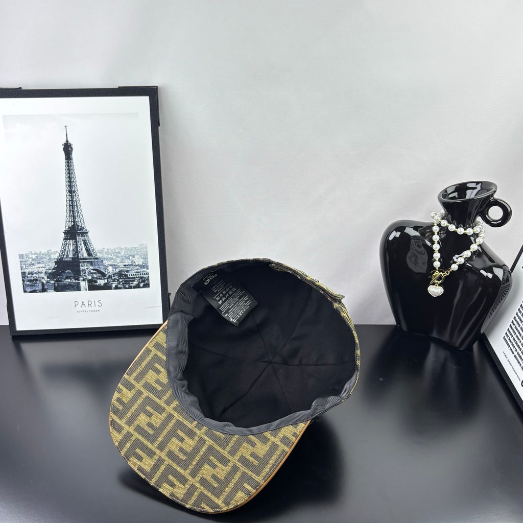 Fendi cap inside view with dark lining and label near crown