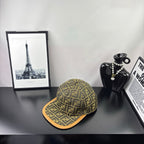 Fendi logo-pattern cap in olive brown with tan brim, front view