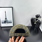 Fendi logo-pattern cap with dark interior lining, front opening view