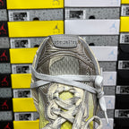 Balenciaga unisex sneakers heel and tongue, metallic gray mesh with yellow accents
