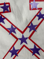 Off-White white T-shirt with star X graphic in purple and red-and-blue lines