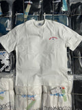 Off-White white T-shirt with small chest logo and crew neck