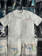 Off-White white T-shirt with small chest logo and crew neck