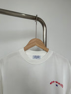 Off-White T-shirt with ribbed crew neck and red OFF-WHITE text logo on chest