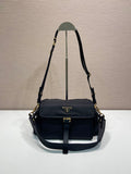 Prada crossbody bag, dark navy, front flap and adjustable shoulder strap