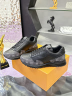 Louis Vuitton sneakers in dark gray/black monogram with rubber outsole, on box