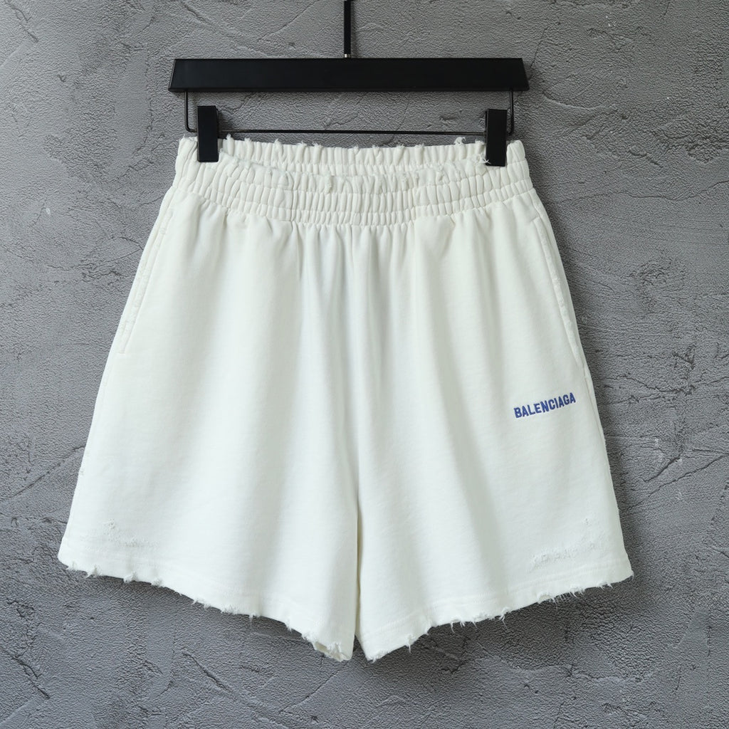 Balenciaga shorts in white with elastic waistband and short wide legs
