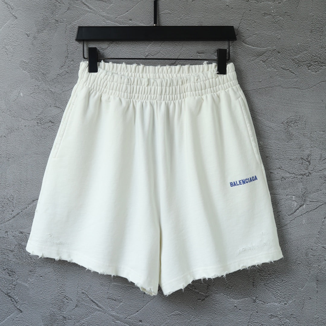 Balenciaga shorts in white with elastic waistband and short wide legs