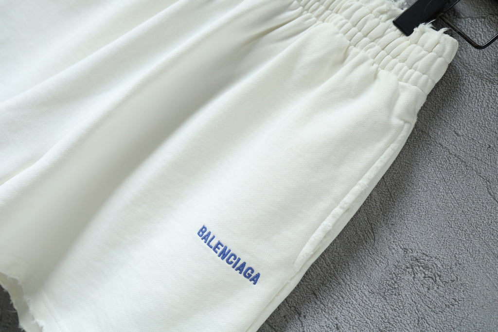 Balenciaga shorts with side logo and gathered elastic waistband