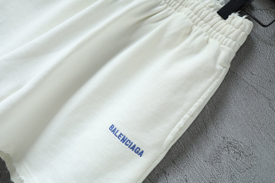 Balenciaga shorts with side logo and gathered elastic waistband