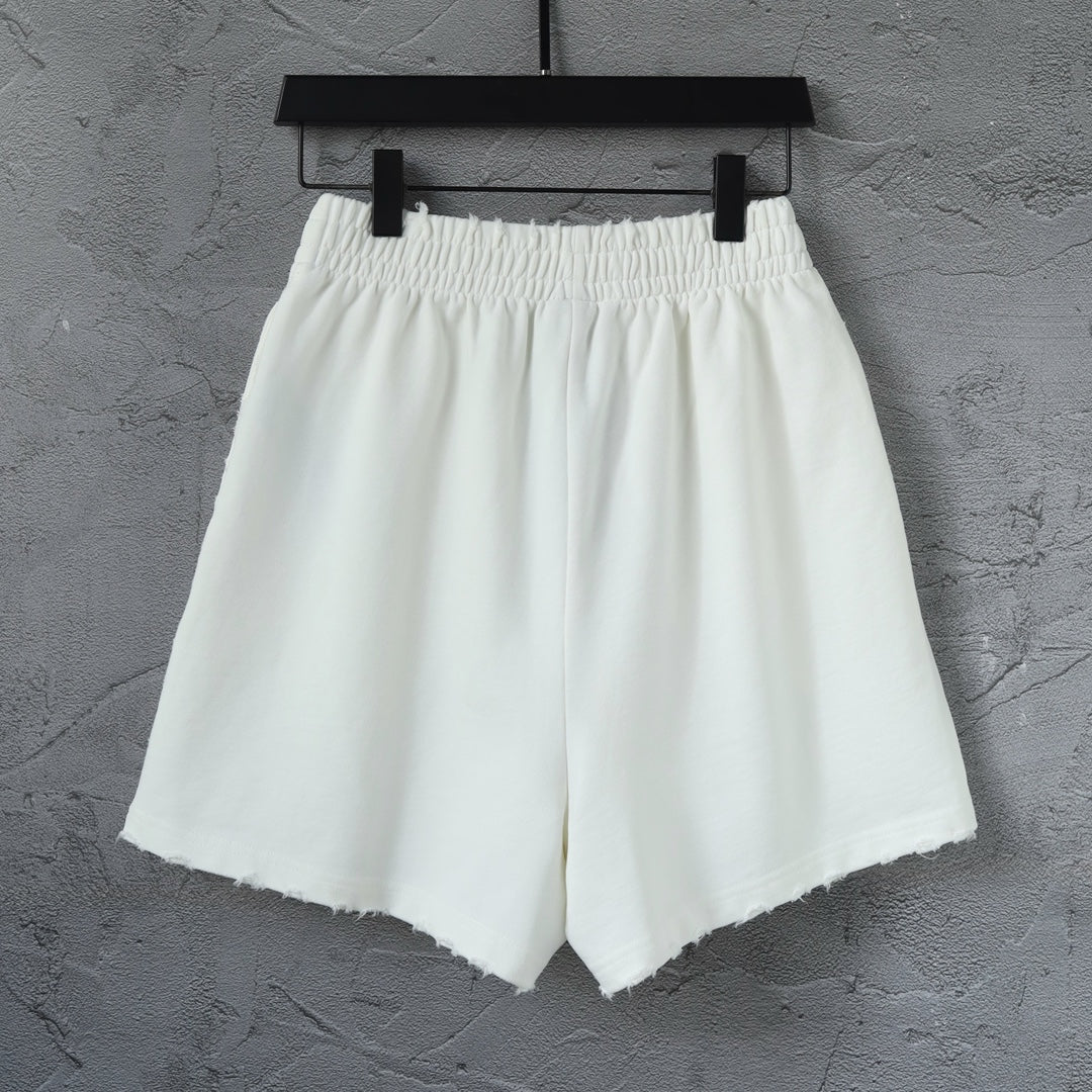Balenciaga shorts with elastic waistband and subtle pleats at the front