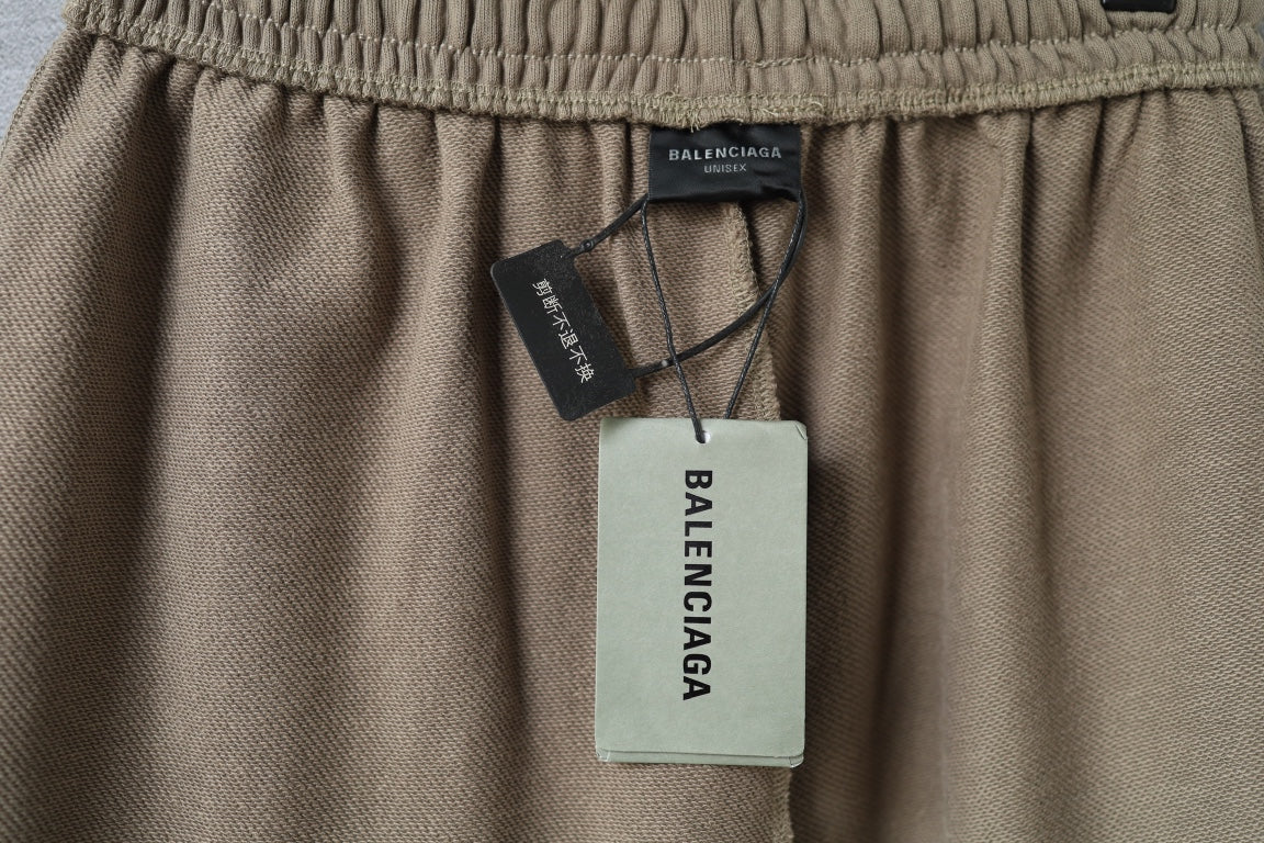 Balenciaga taupe shorts with interior brand label and hanging tags