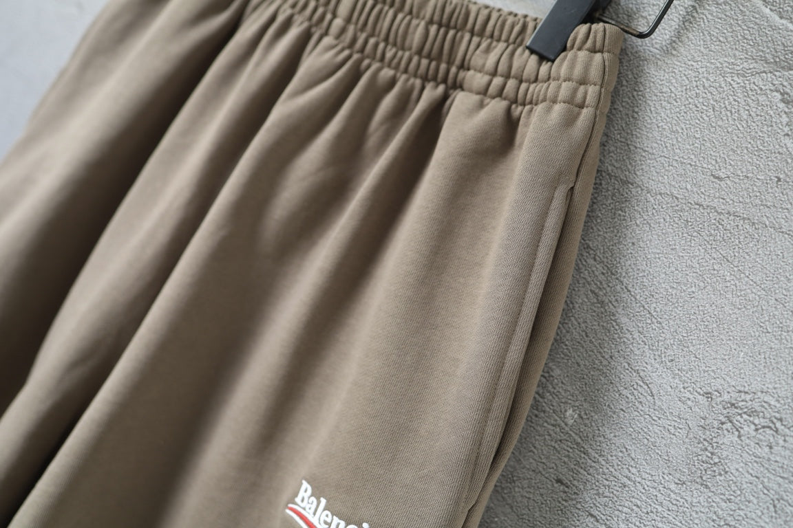 Balenciaga taupe shorts with elastic waistband and gathered fabric detail