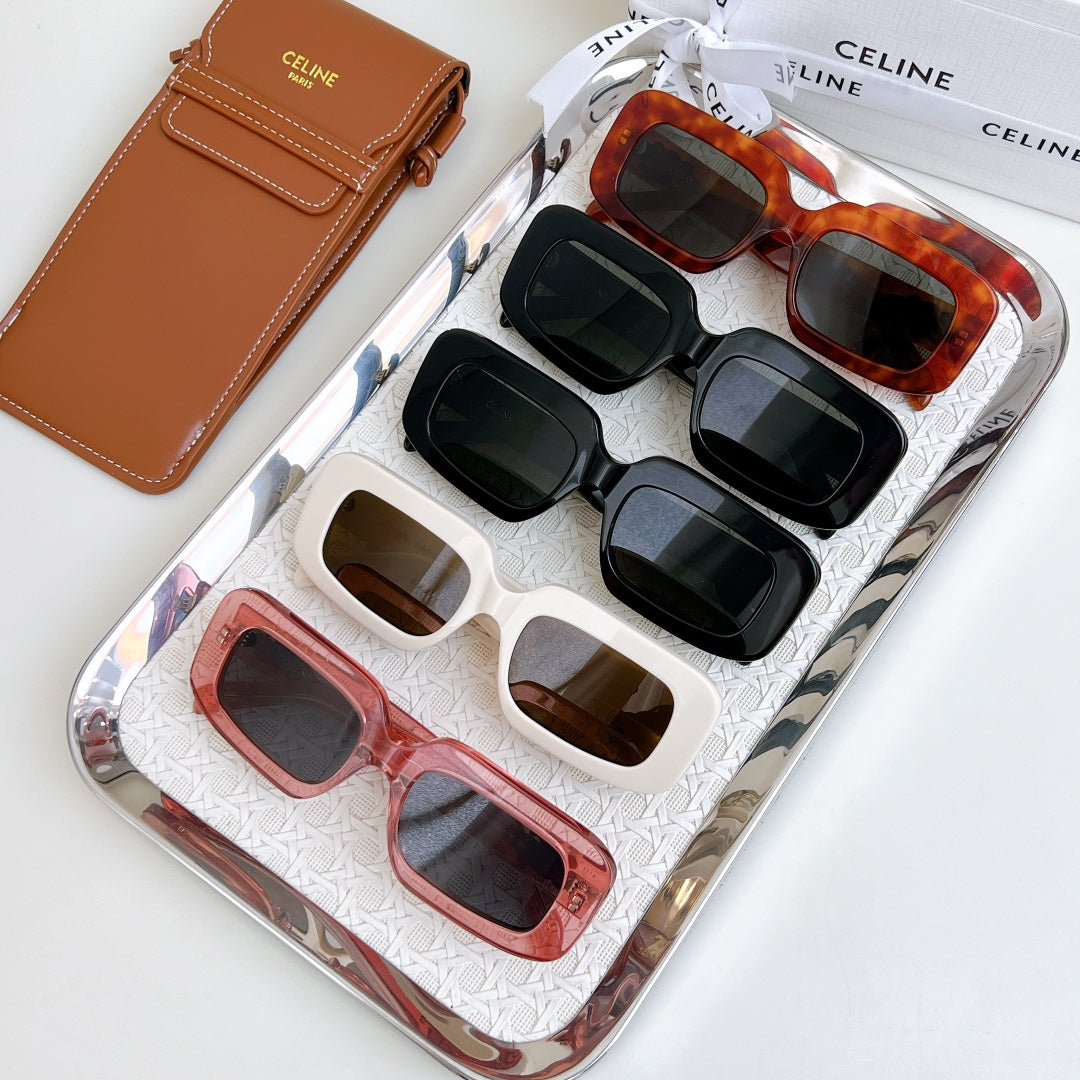 Celine sunglasses set, mixed frame colors in clear display case