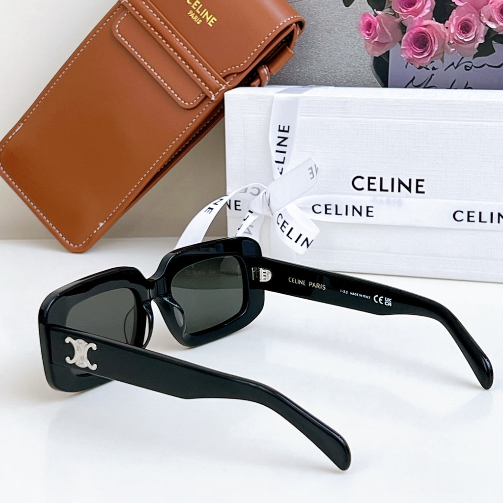 Celine sunglasses, black frame, logo on side arm
