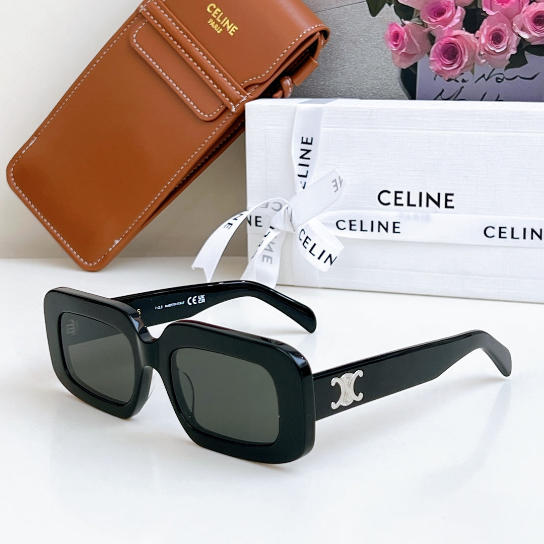 Celine sunglasses, black frame with logo on temple