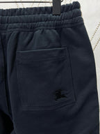 Navy shorts with elastic waistband and embroidered horse logo